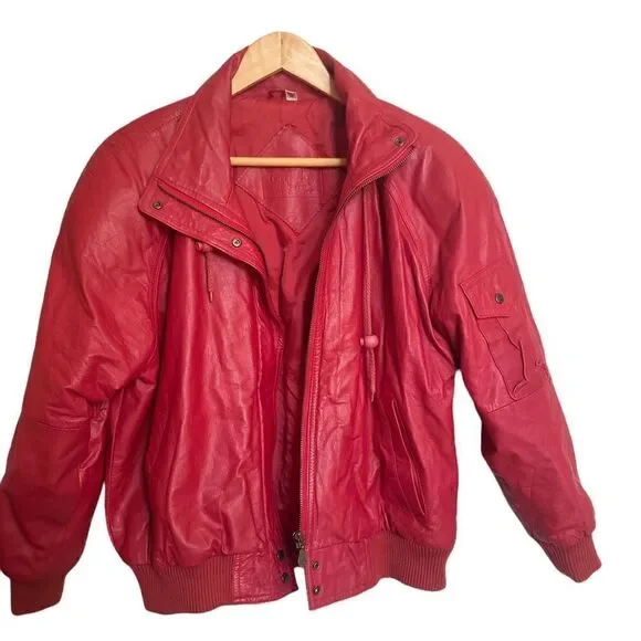 Vintage Red Leather Moto Jacket Size Medium - Picture 2 of 7